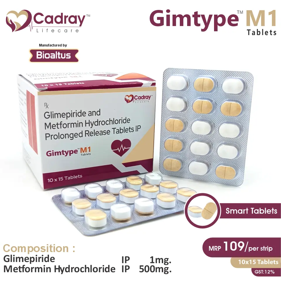 Glimepiride 1mg + Metformin 500mg SR | Antidiabetic Tablet | Best Price for PCD Pharma Franchise